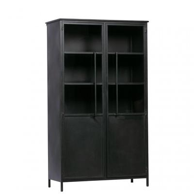 WOOOD Industriële Vitrinekast 'Exhibit' 170 x 99cm, kleur Zwart