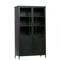 WOOOD Industriële Vitrinekast 'Exhibit' 170 x 99cm, kleur Zwart - thumbnail