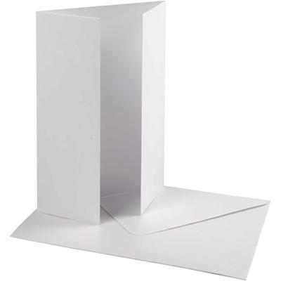 Creativ Company Parelmoer kaart & envelop, afmeting kaart 10,5x15 cm, afmeting envelop 11,5x16,5 cm, 230+120 gr, wit, 10 set/ 1 doos