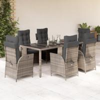 7-delige Tuinset met kussens poly rattan grijs - thumbnail