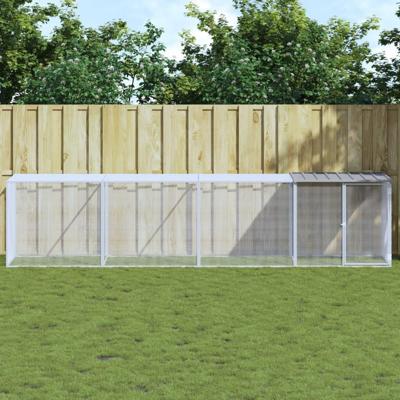 VidaXL Kippenhok met dak 403x98x90 cm gegalvaniseerd staal lichtgrijs VidaXL Kippenhok met dak 403x98x90 cm gegalvaniseerd staal lichtgrijs