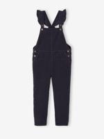 Velours meisjestuinbroek met ruches op de bandjes antraciet - thumbnail