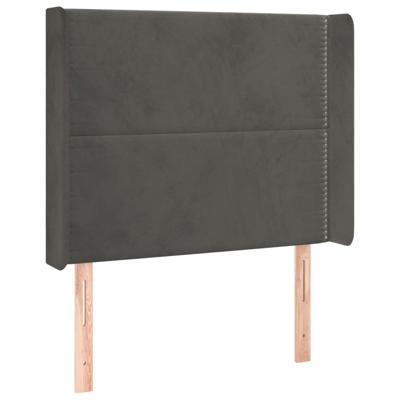 Hoofdbord met randen 163x16x78/88 cm fluweel donkergrijs