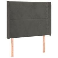 Hoofdbord met randen 103x16x118/128 cm fluweel donkergrijs - thumbnail