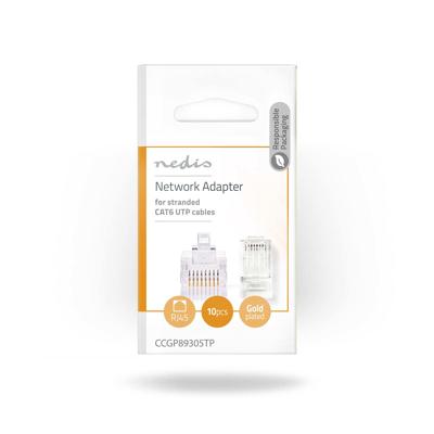 Netwerkconnector | RJ45 Male - Voor Stranded Cat6 UTP-Kabels | 10 Stuks | Transparant