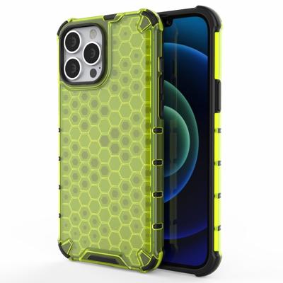 Lunso - Honinggraat Armor Backcover hoes - iPhone 13 Pro Max - Fluor Geel