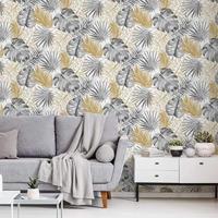 Dutch Wallcoverings Behang Escapade Palmbladeren Zwart/Goud L604-09 - thumbnail