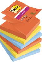 Post-it Super Sticky Z-notes Playful, 90 vel, ft 76 x 76 mm, geassorteerde kleuren, pak van 6 blokken - thumbnail
