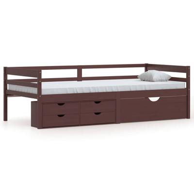 Bedframe met lades en kast grenenhout donkerbruin 90x200 cm Bedframe met lades en kast grenenhout donkerbruin 90x200 cm