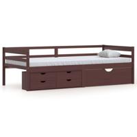 Bedframe met lades en kast grenenhout donkerbruin 90x200 cm - thumbnail