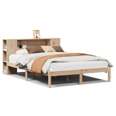 Bed met boekenkast zonder matras massief grenenhout 120x200 cm