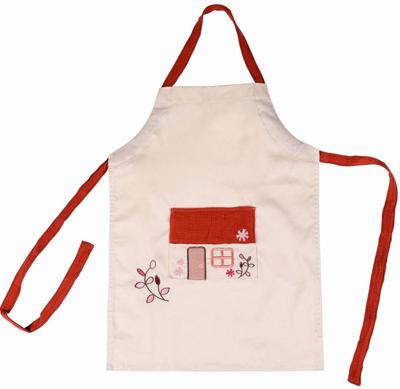 Schortje van katoen - Geborduurd Huisje