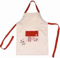 Schortje van katoen - Geborduurd Huisje - thumbnail