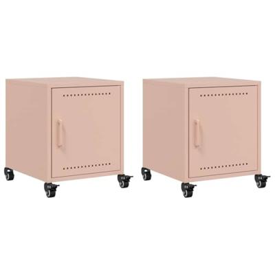 Nachtkastjes 2 st 36x39x43,5 cm staal roze