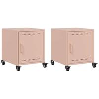 Nachtkastjes 2 st 36x39x43,5 cm staal roze - thumbnail