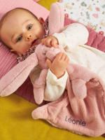 Knuffel konijn van twee materialen, personaliseerbaar rozen - thumbnail