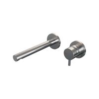 Brauer Brushed Edition Wastafelmengkraan inbouw - rechte uitloop links - hendel kort smal - model B 1 - PVD - geborsteld RVS 5-NG-004-S5-65 - thumbnail