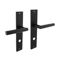 Deurkruk Bastian op langschild 245x45mm rondcilindergat 78mm mat zwart - thumbnail