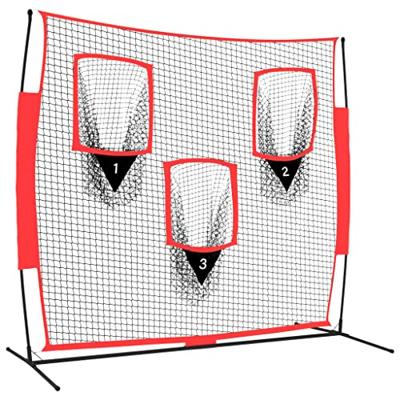 VidaXL Honkbalnet draagbaar 183x105x183 cm polyester zwart en rood