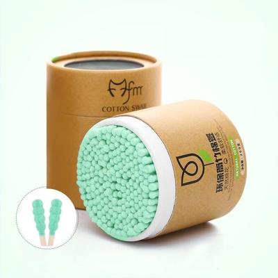 200PCS/Box bamboe katoen wattenstaafje hout sticks zachte katoen pad (groen)
