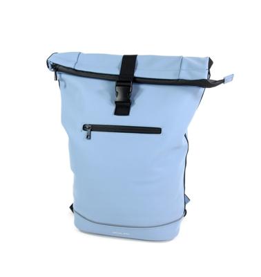 Roltop rugzak Leek 17 inch mat rubber PU licht blauw Roltop rugzak Leek 17 inch mat rubber PU licht blauw