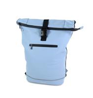 Roltop rugzak Leek 17 inch mat rubber PU licht blauw - thumbnail