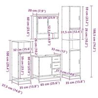 4-delige Badkamermeubelset bewerkt hout gerookt eikenkleurig - thumbnail