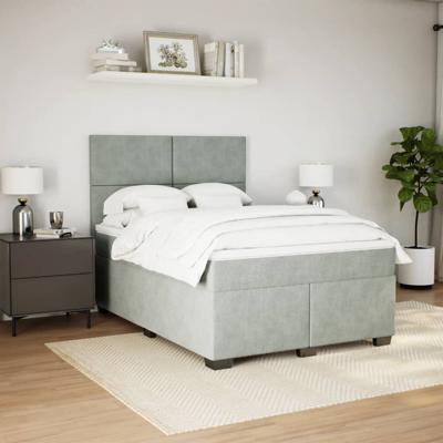 Boxspring met matras fluweel lichtgrijs 160x200 cm