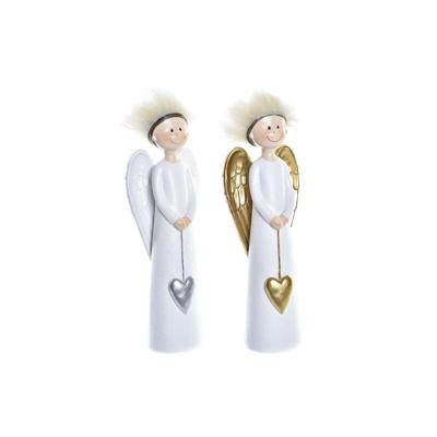 Kerstversiering DKD Home Decor Hars Engel (7,5 x 5 x 21,5 cm) (2 Stuks)
