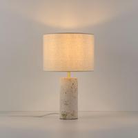 Tafellamp Nalori lino travertino - E27-fitting - IP20 voor binnen - Linnen kap - Voet van travertin - thumbnail