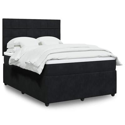 Boxspring met matras fluweel zwart 140x190 cm