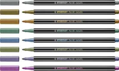 Stabilo pen 68 metallic etui 8 kleuren Stabilo pen 68 metallic etui 8 kleuren