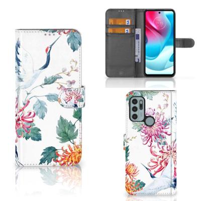 Motorola Moto G60s | Telefoonhoesje | Met pasjeshouder | Bird Flowers Motorola Moto G60s | Telefoonhoesje | Met pasjeshouder | Bird Flowers