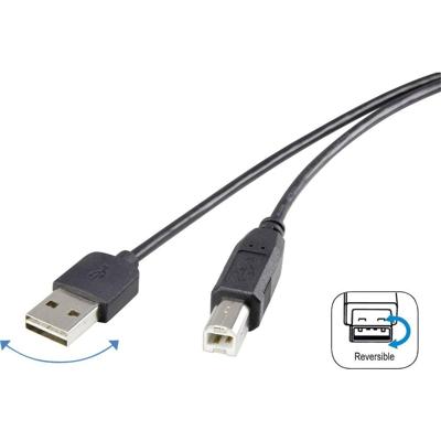 Renkforce USB-kabel USB 2.0 USB-A stekker, USB-B stekker 1.80 m Zwart Stekker past op beide manieren, Vergulde steekcontacten RF-4078644 Renkforce USB-kabel USB 2.0 USB-A stekker, USB-B stekker 1.80 m Zwart Stekker past op beide manieren, Vergulde steekcontacten RF-4078644