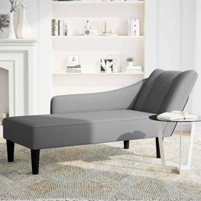 Chaise longue met rechterarmleuning stof donkergrijs