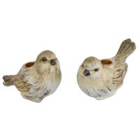 Overige Merken Kandelaar bird jack crème/bruin polystone 13,5x9x10,2 cm - thumbnail