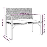 Tuinbank 2-zits met kussen poly rattan zwart - thumbnail