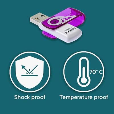 Philips FM64FD00B USB flash drive 64 GB USB Type-A 3.0 (3.1 Gen 1) Paars, Wit