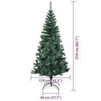 VidaXL Kunstmatig voorverlicht kerstboom groen 210 cm pvc en metaal - thumbnail