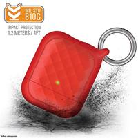 Catalyst Ring Clip Case voor AirPods 1 en 2 - Siliconen AirPods-case met textuurpatroon, hoogglanzende oppervlakteafwerking met extra grip, compatibel met draadloos opladen - Rood - thumbnail