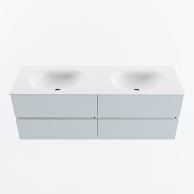 MONDIAZ VICA 140cm badmeubel onderkast Clay 4 lades. Wastafel MOON dubbel 2 kraangaten, kleur Talc.