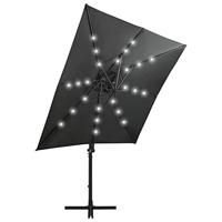 VidaXL Zweefparasol met paal en led-verlichting 250 cm antracietkleur - thumbnail