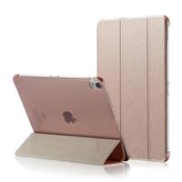 Zijde textuur horizontale Flip magnetische PU lederen case voor iPad Pro 11 inch (2018) met drie-opvouwbare houder & slaap/Wake-up functie (Rose goud - thumbnail