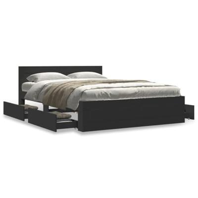 Bedframe met hoofdeinde zonder matras 140x200 cm zwart