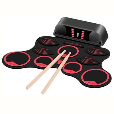 Draagbare volwassen Beginner kinderen Hand Roll elektronische Drum (zwart)
