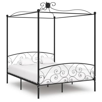 Hemelbedframe metaal zwart 160x200 cm
