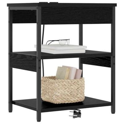 Nachtkastje Zwart eiken Bewerkt hout