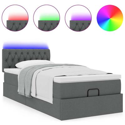 Ottoman bed met matras en LED's 160x200cm stof donkergrijs