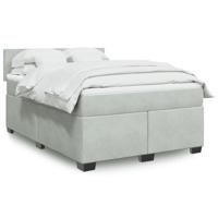 Boxspring met matras fluweel lichtgrijs 140x190 cm - thumbnail