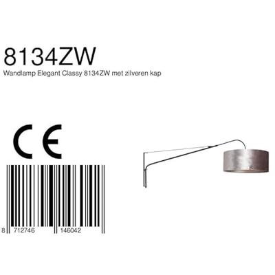 Steinhauer WandlampElegant Classy 50cm zwart met taupe velourse kap - 8134ZW